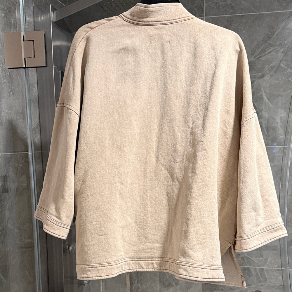 NWOT Washed Tan Kimono-Style Wrap Jacket Size XL/ XXL - Picture 7 of 10